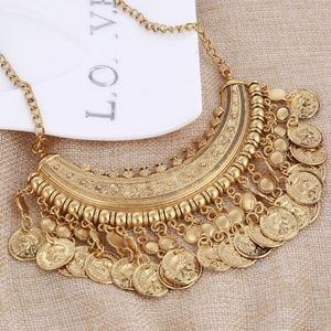 Antique Gold Bohemian Gypsy Coin Necklace